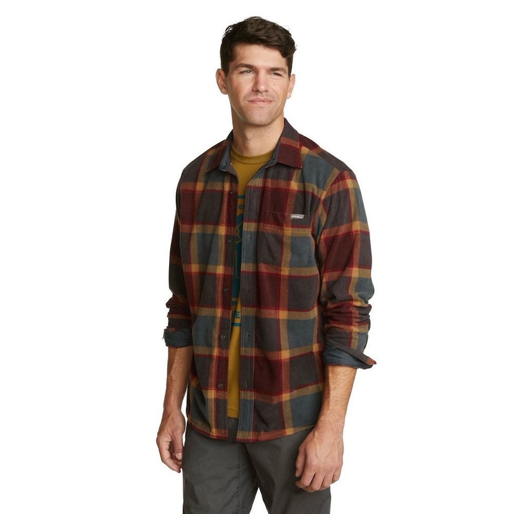 NWT Men's Eddie Bauer Microfleece Shacket Burgundy Size M